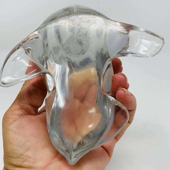 Vintage New Martinsville Clear Glass Seal Sea Lion Ball Bookend Paperweight 7.5" - Picture 5 of 7